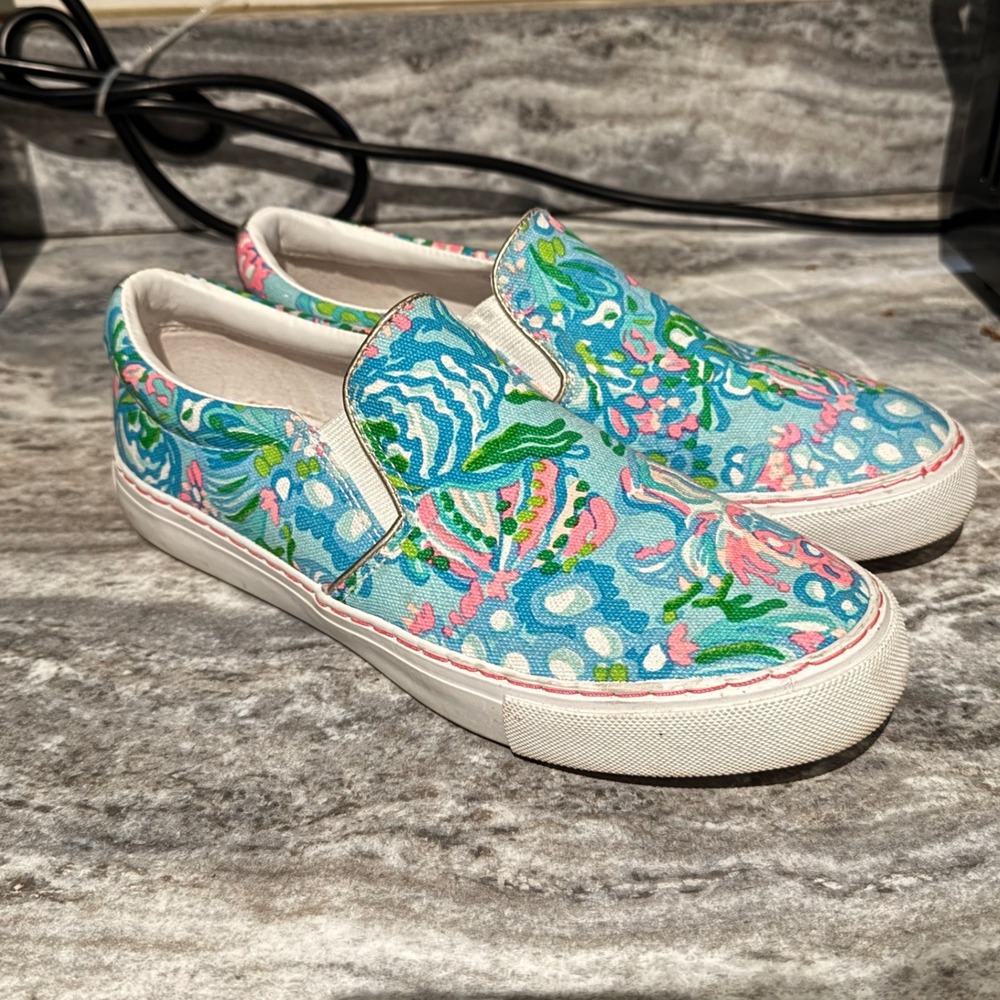 Lilly Pulitzer Julie Slip On‎ Print Canvas Casual Sneakers Womens